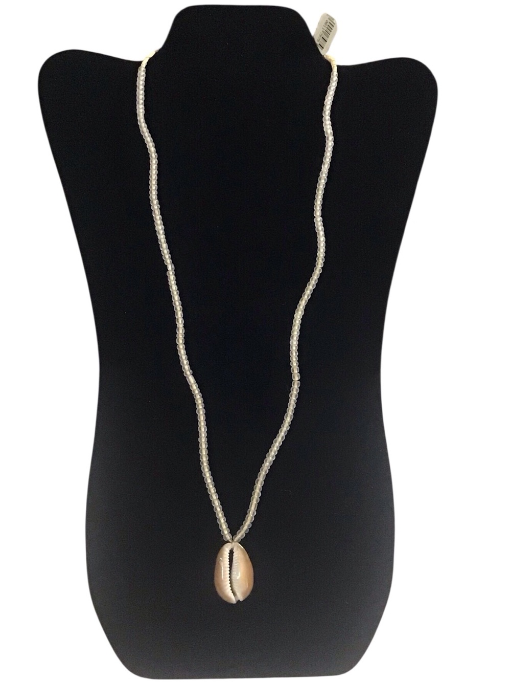 Cowrie Shell Beaded Necklace White Brown